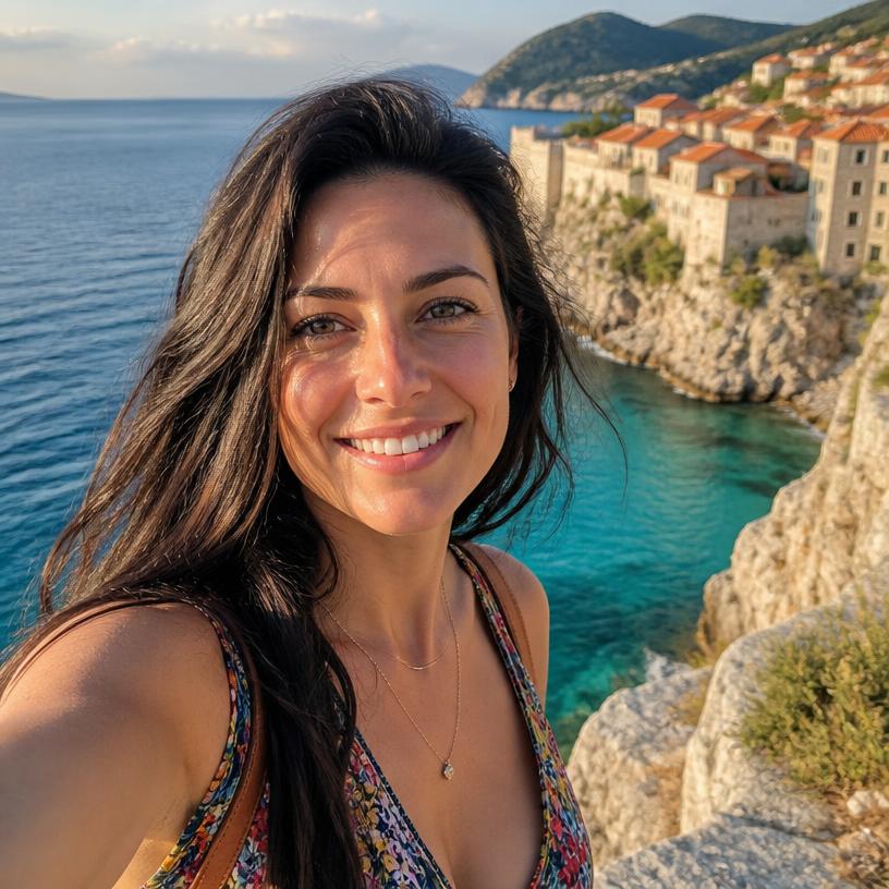 Elisia on the Croatia · Romania trip